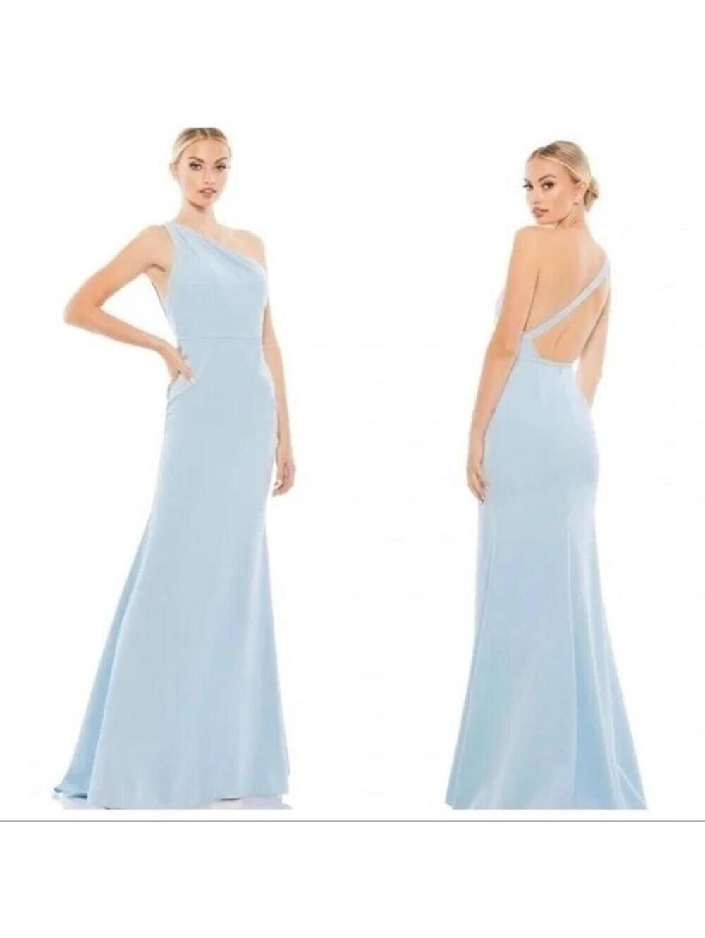 Ieena Mac Duggal 26266 Powder Blue One Shoulder Backless Formal Dress